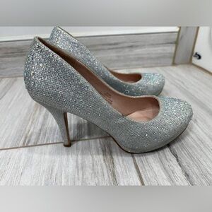 Elegant Silver Glitter Heels